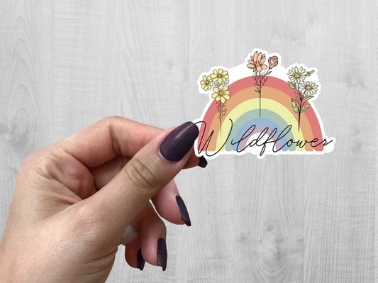 Rainbow Wildflowers Boho Sticker Vinyl Intention Retro