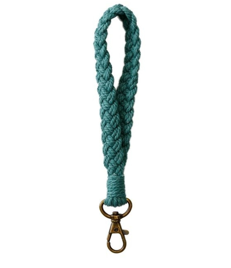 Hand woven cotton rope wristband key chain