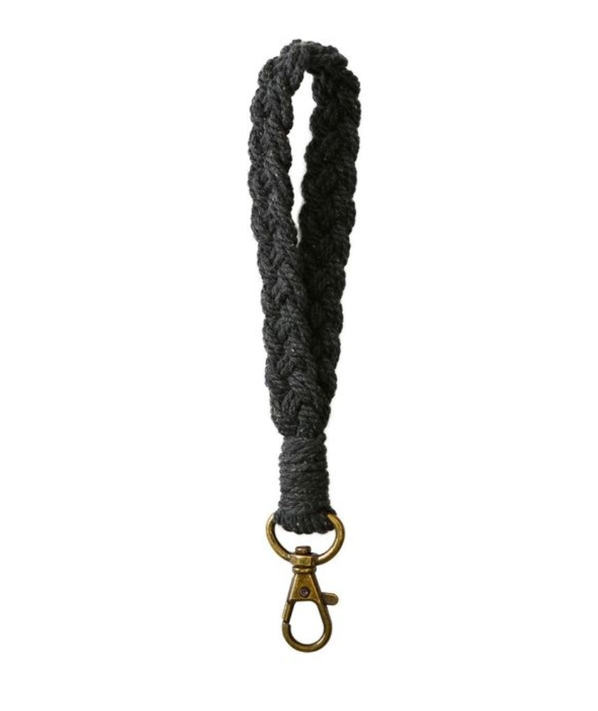Hand woven cotton rope wristband key chain