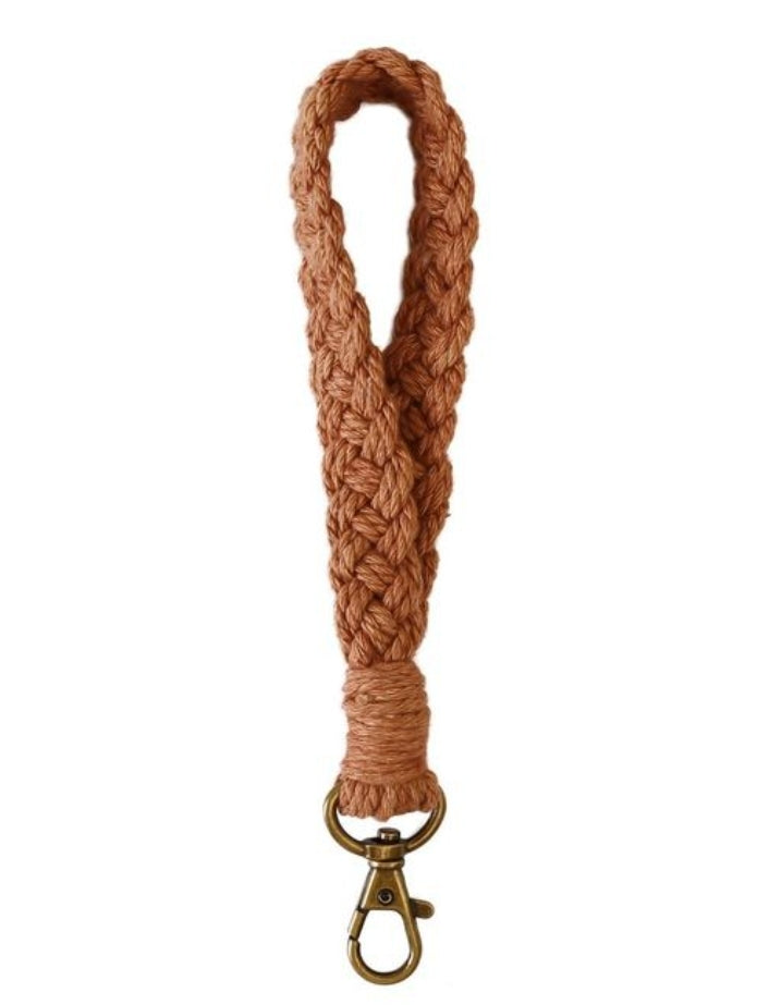 Hand woven cotton rope wristband key chain