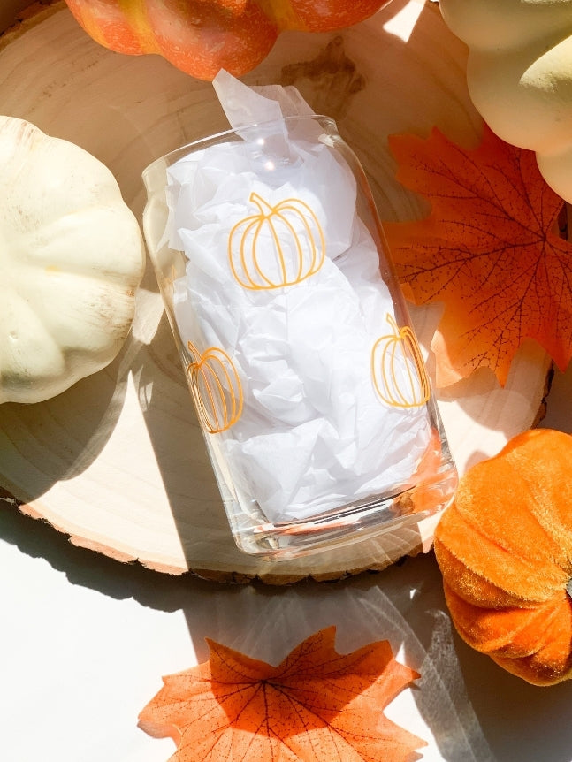Pumpkin Glass Cup W/Bamboo Lid and Straw