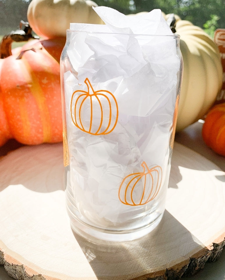 Pumpkin Glass Cup W/Bamboo Lid and Straw