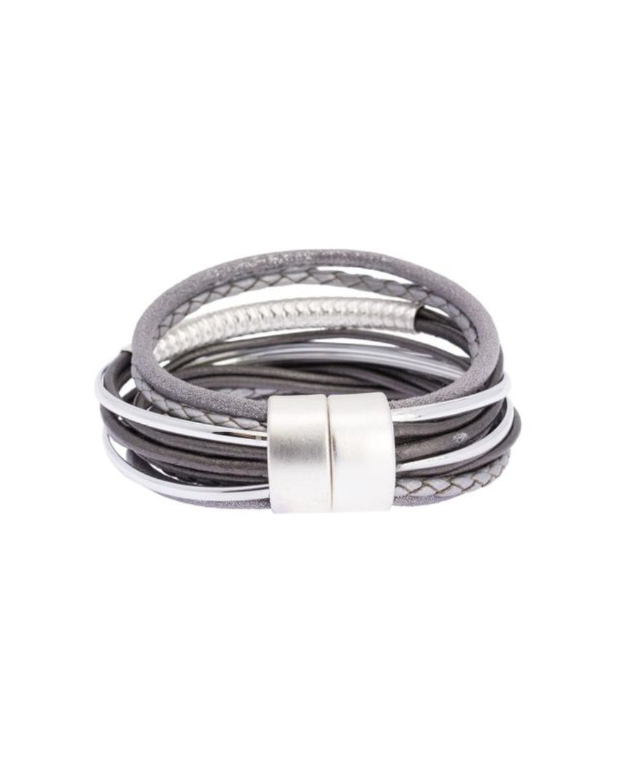 Sophisticated Leather Wrap Stacked Bracelet