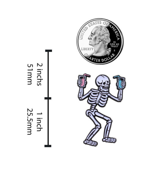 Party Skeleton - Spooky For You, Glow-in-the-Dark, Party 'Till You Die Pin