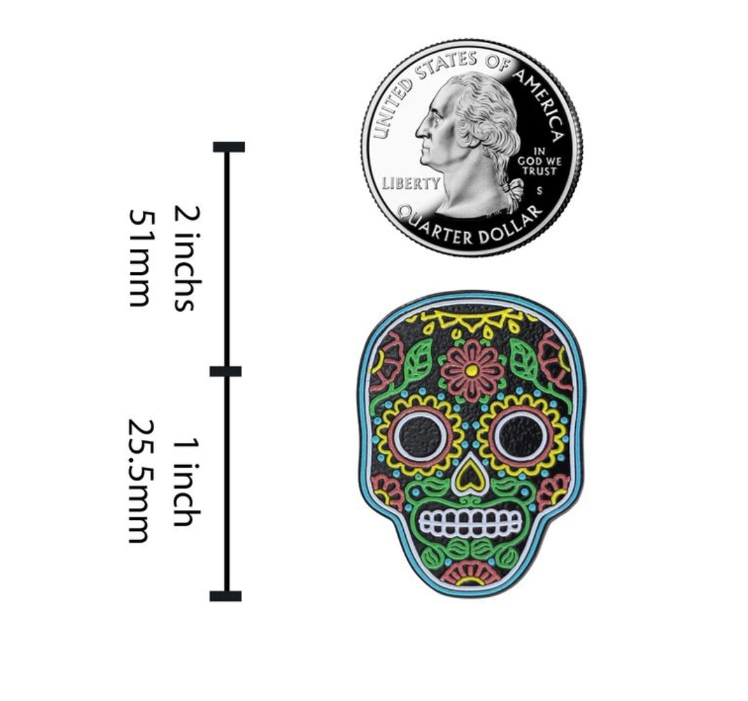 Neon Sugar Skull – Día de Muertos Enamel Pins