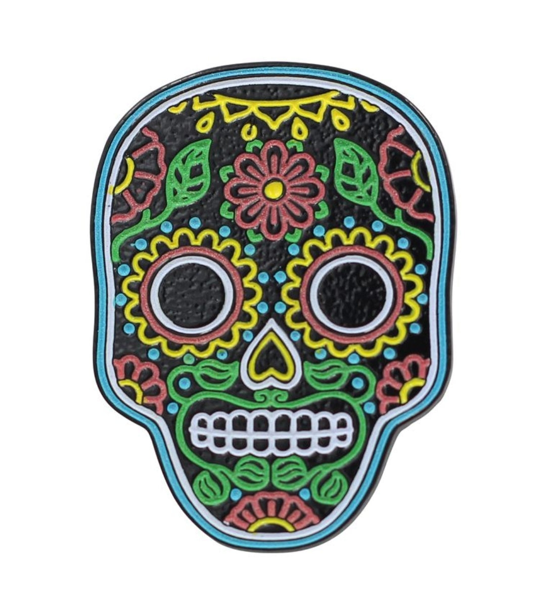 Neon Sugar Skull – Día de Muertos Enamel Pins