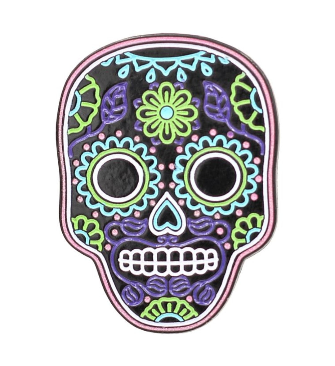 Neon Sugar Skull – Día de Muertos Enamel Pins