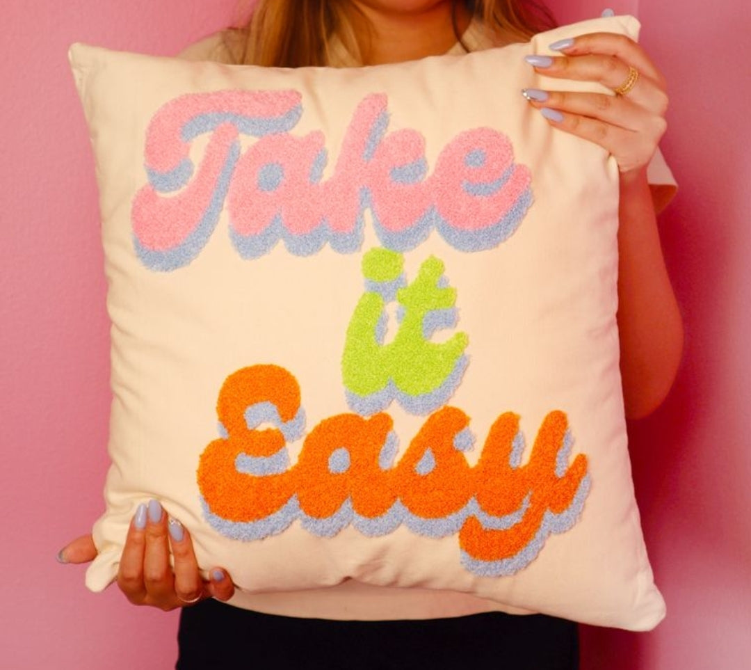 TAKE IT EASY Square Hook Pillow