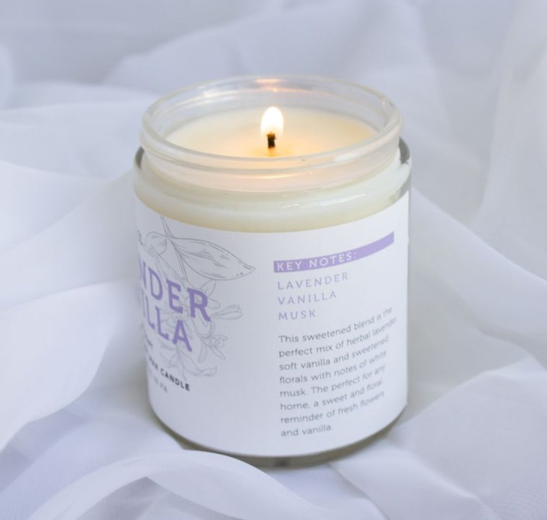 Lavender Vanilla Scented Soy Wax Candle