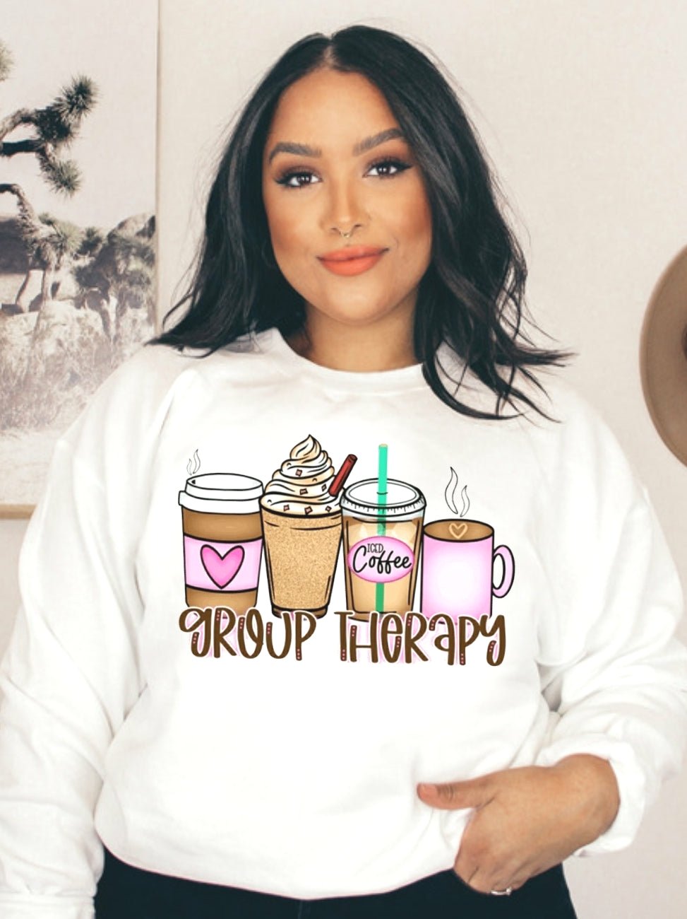 Group Therapy Coffee Style Sand or White Crewneck