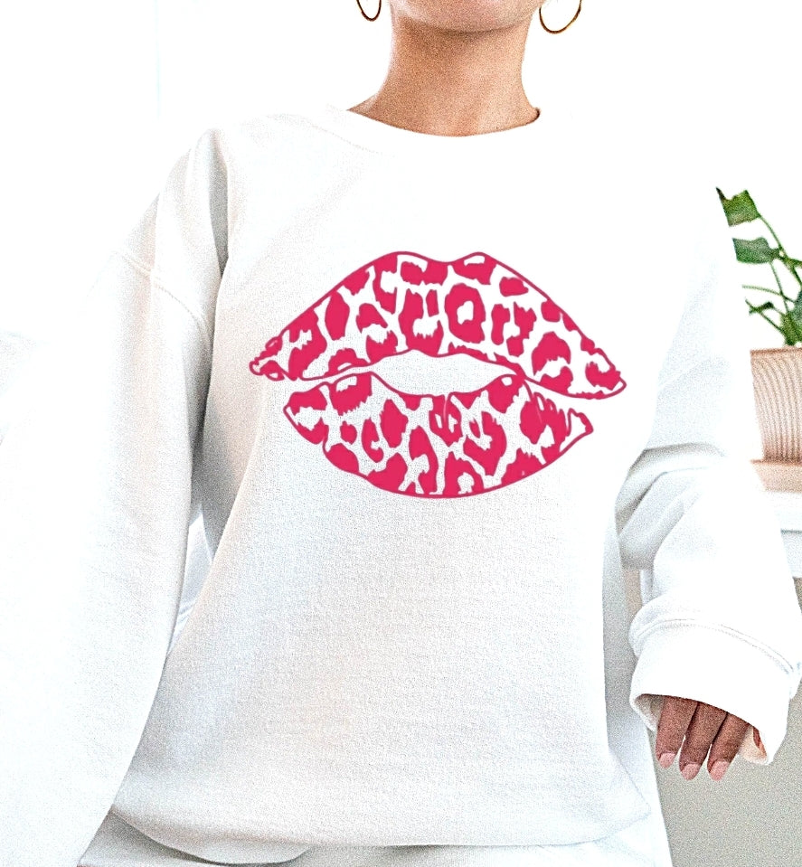 Hot Pink Leopard Lip Crewneck Sweatshirt or Tshirt