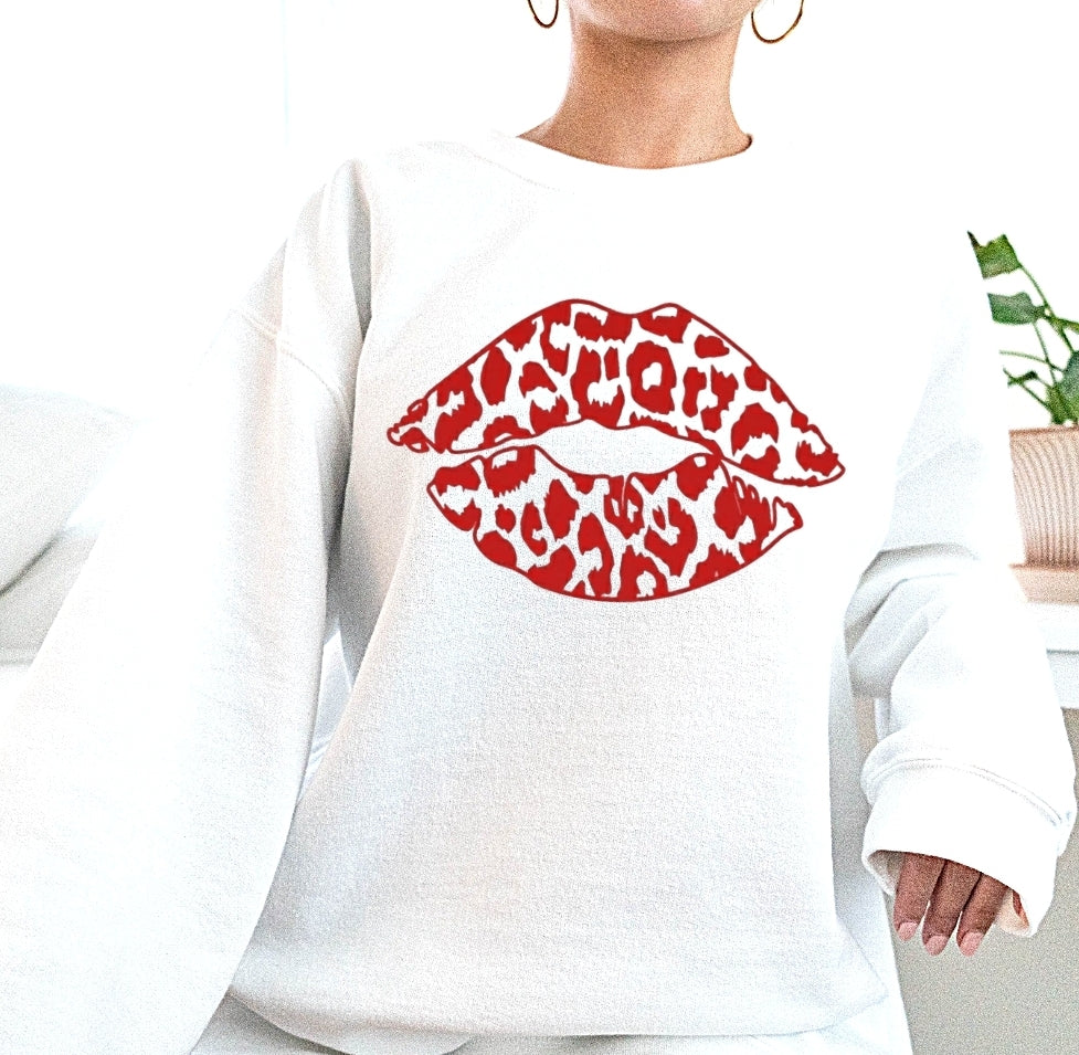 Red Leopard Lip Crewneck Sweatshirt or Tshirt