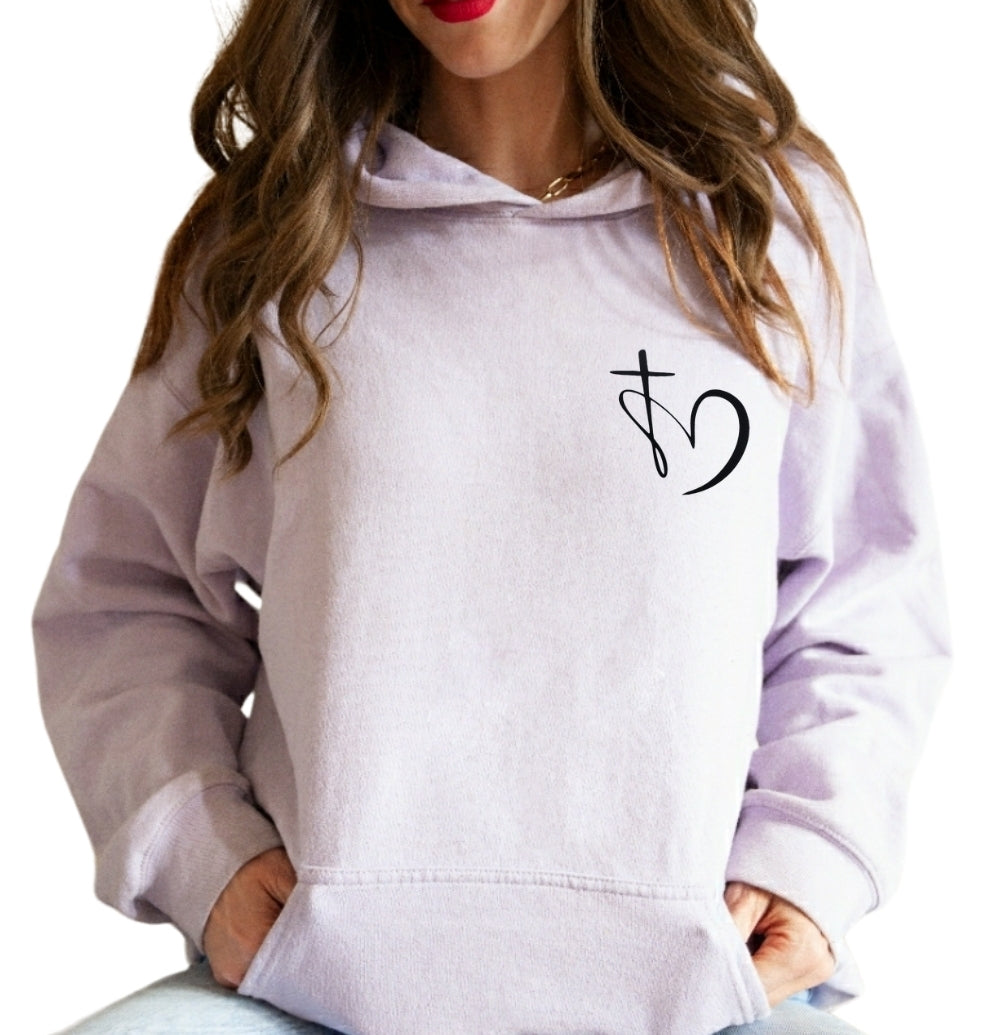 Pocket Heart w/Cross Orchid Hoodie