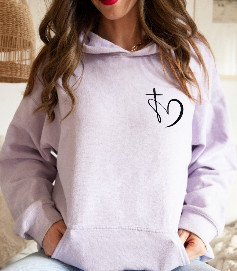 Pocket Heart w/Cross Orchid Hoodie
