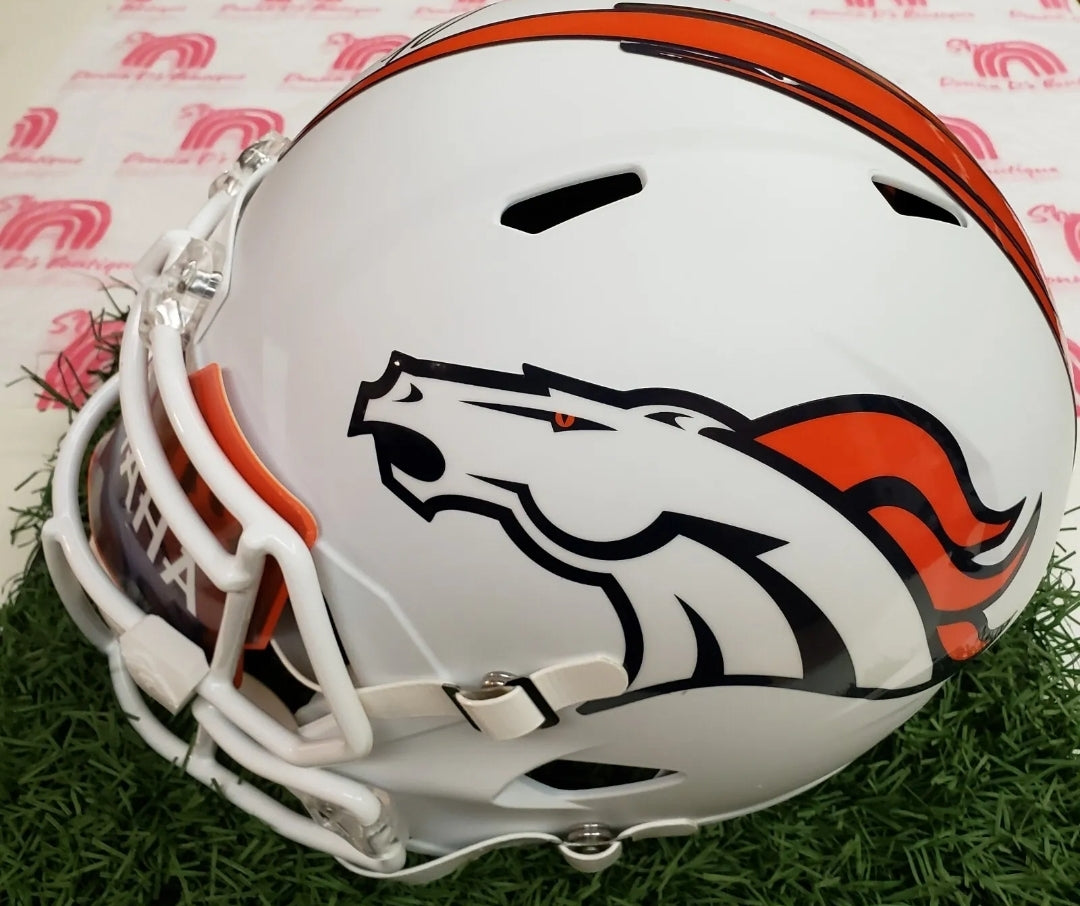 Peyton Manning Signed Denver Broncos Speed Lunar With Omaha Visor.