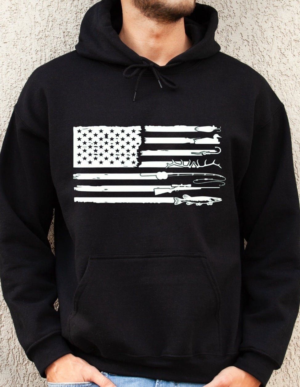 Hunting and Fishing Flag - Black Unisex Hoodie