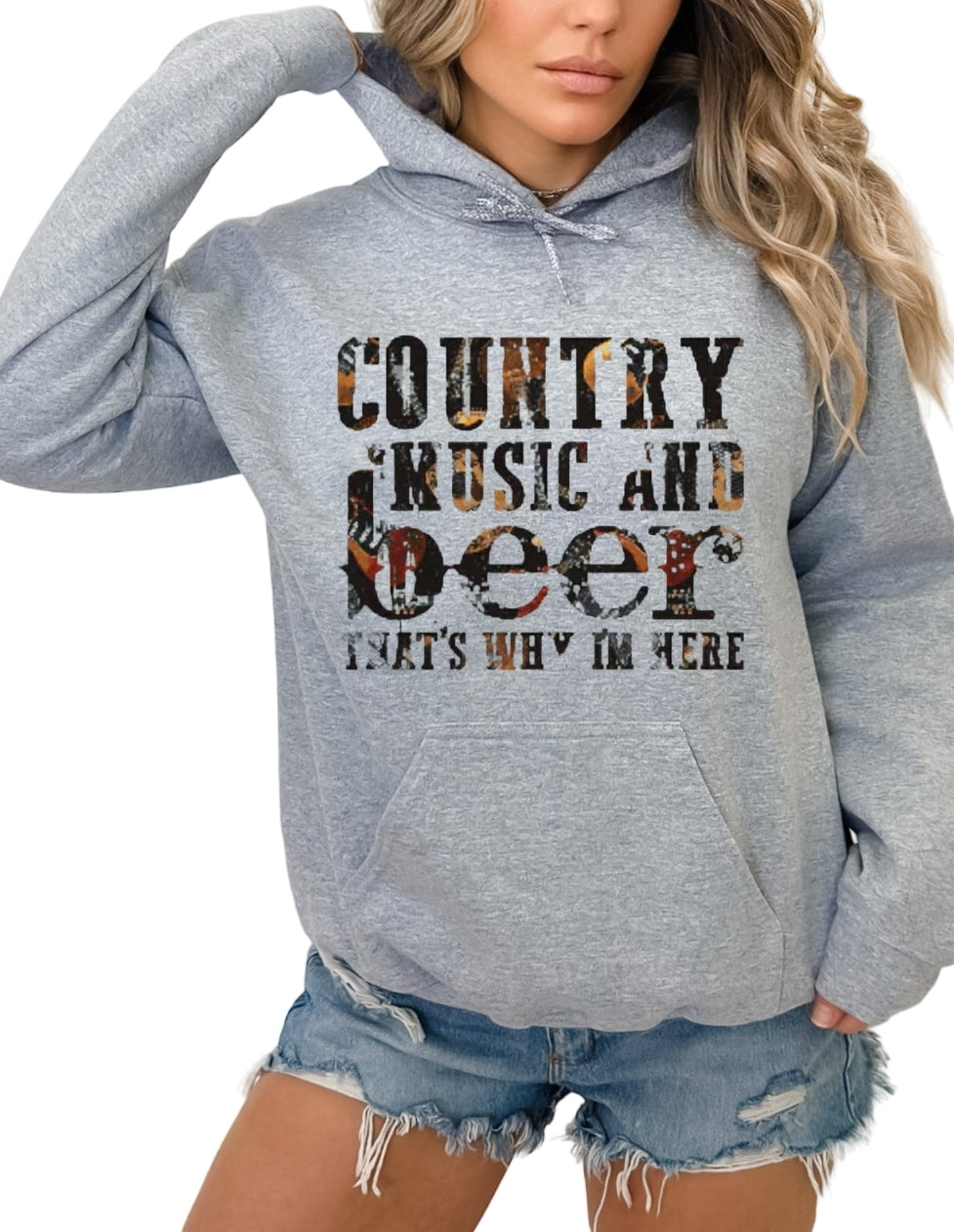 COUNTRY MUSIC AND BEER... Gray Unisex Hoodie