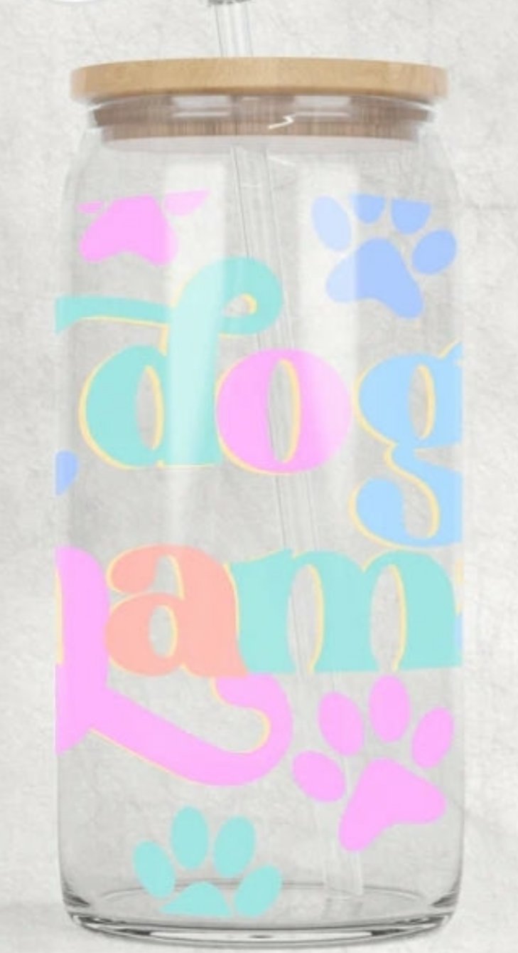 DOG MAMA - 16oz Glass Cup