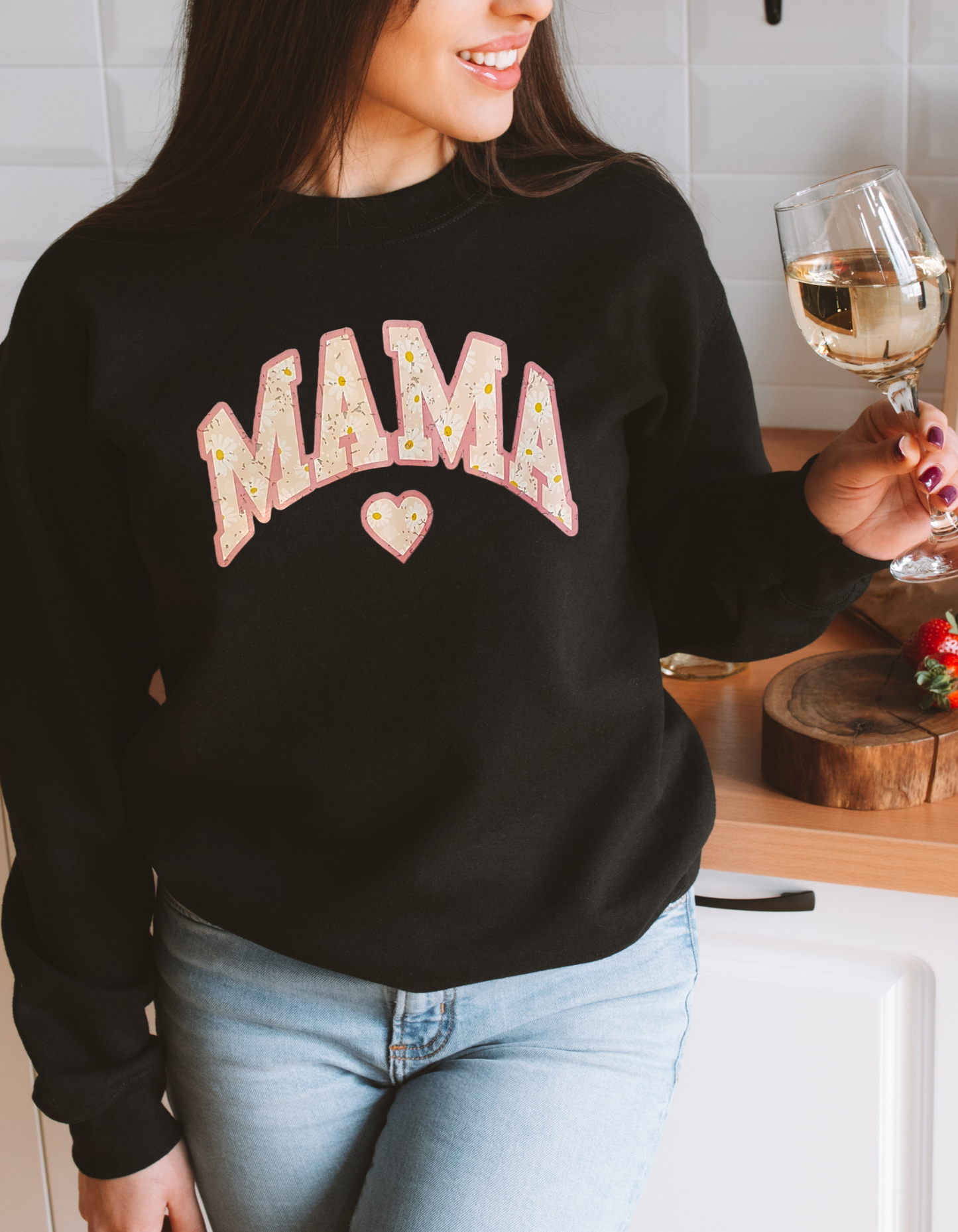 Mama Daisy Black Crewneck Sweatshirt