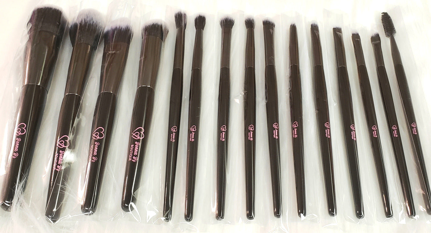 Makeup Brushes - Donna D's Black & Gray 15 pcs. Set