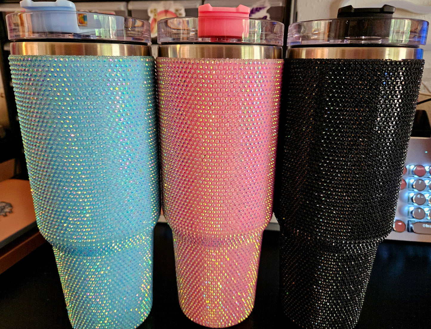 Black Rhinestone Bling 40oz Tumblers