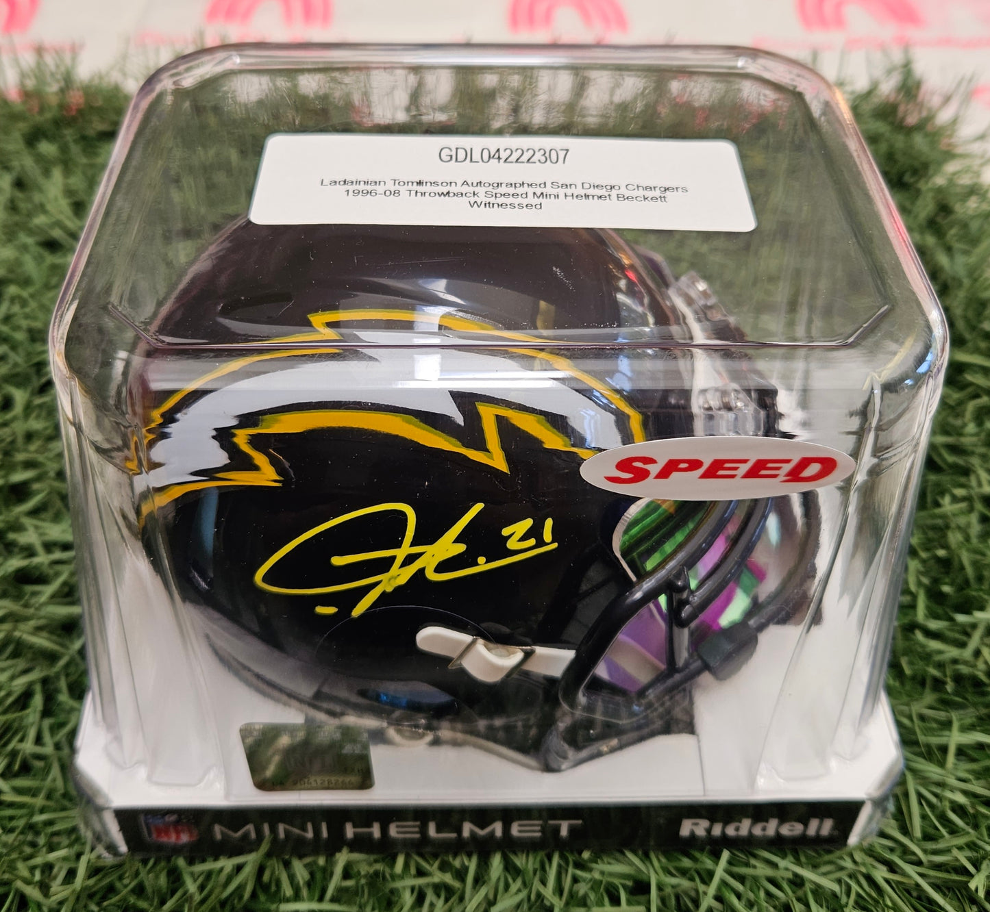 Chargers LADANIAN TOMLINSON (Visor)Signed Riddell Speed Mini Helmet AUTO - BAS