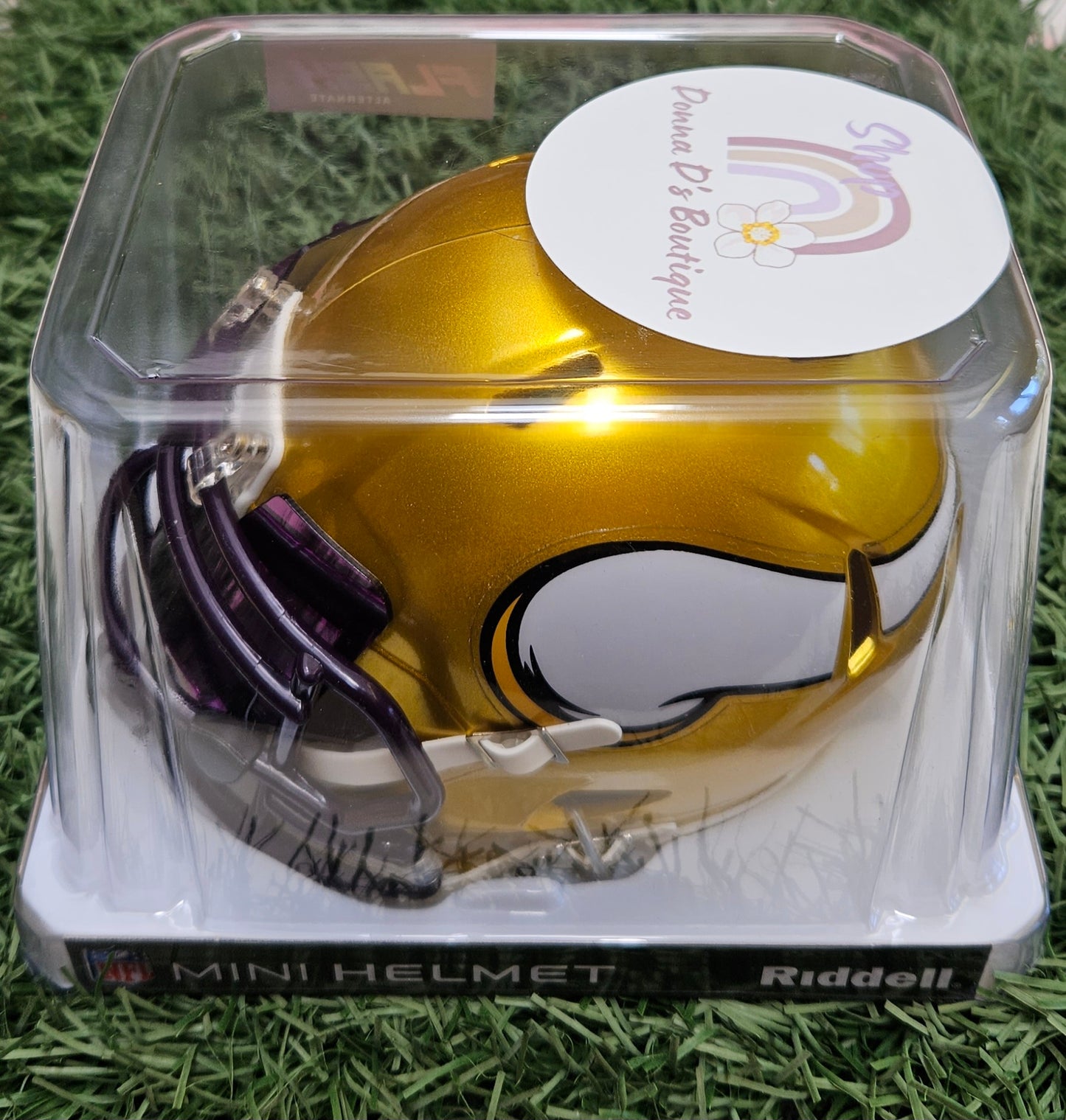 Vikings Justin Jefferson Signed Flash Speed Mini Helmet With Visor COA Witnessed