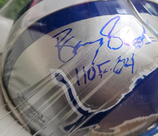 BARRY SANDERS ( Visor) Signed Detroit Lions  Mini Helmet w/HOF 04 - SCHWARTZ