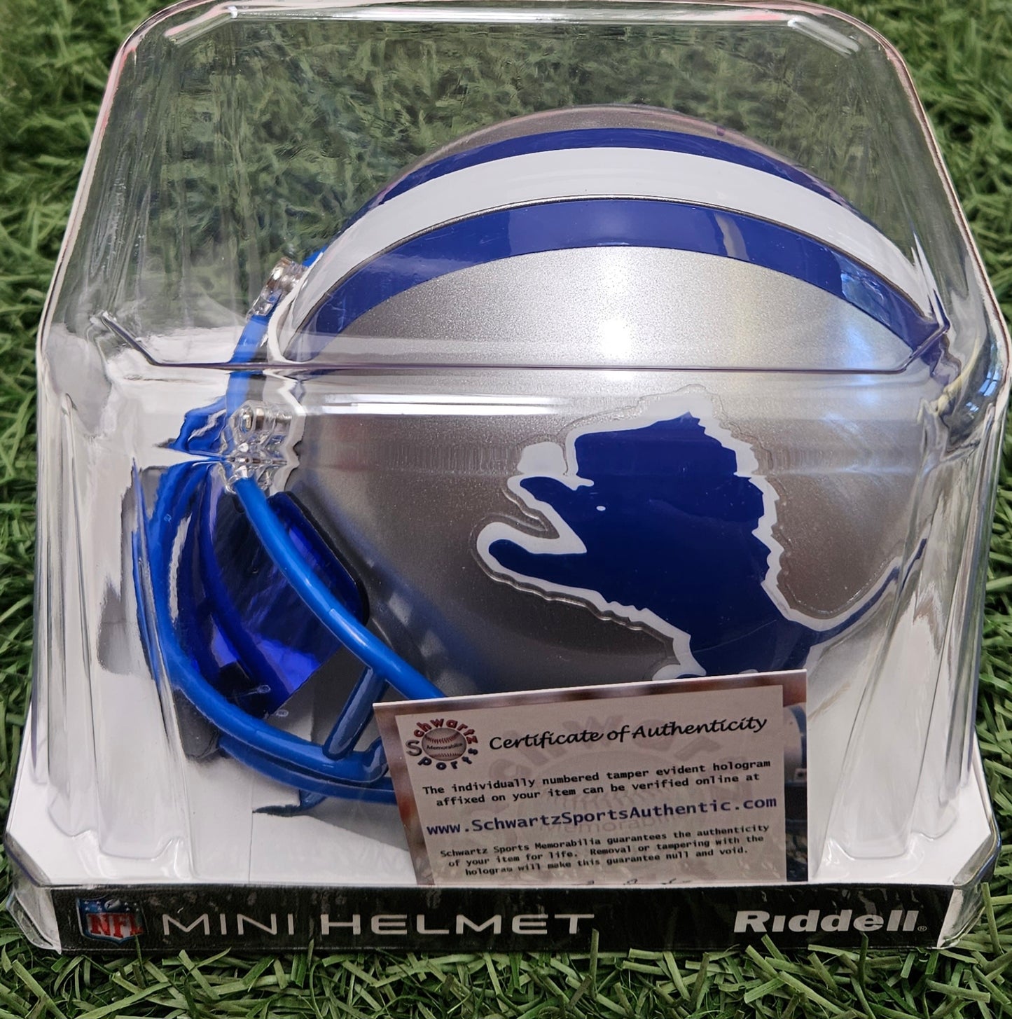 BARRY SANDERS ( Visor) Signed Detroit Lions  Mini Helmet w/HOF 04 - SCHWARTZ