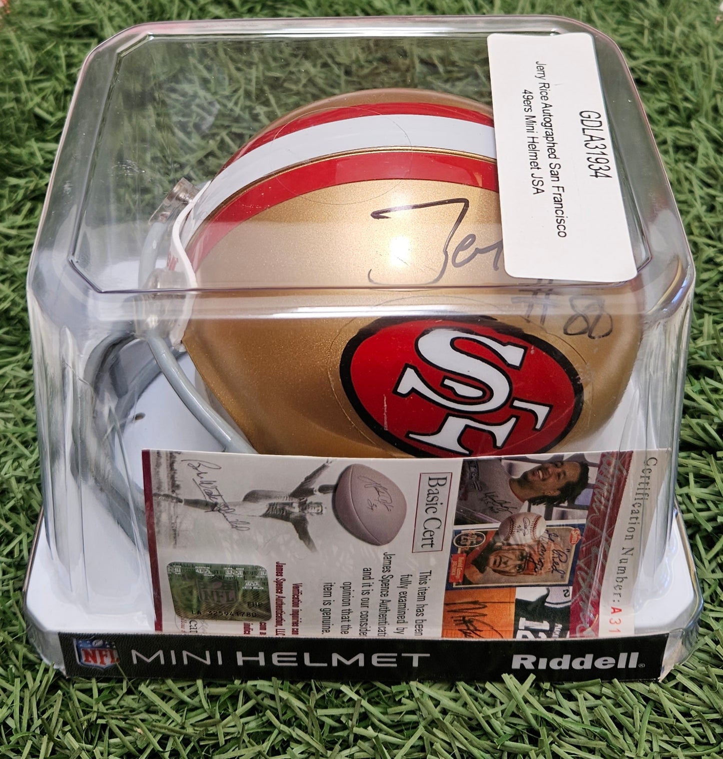 JERRY RICE Signed Speed mini Helmet AUTO SF 49ers HOF'er Jsa Coa