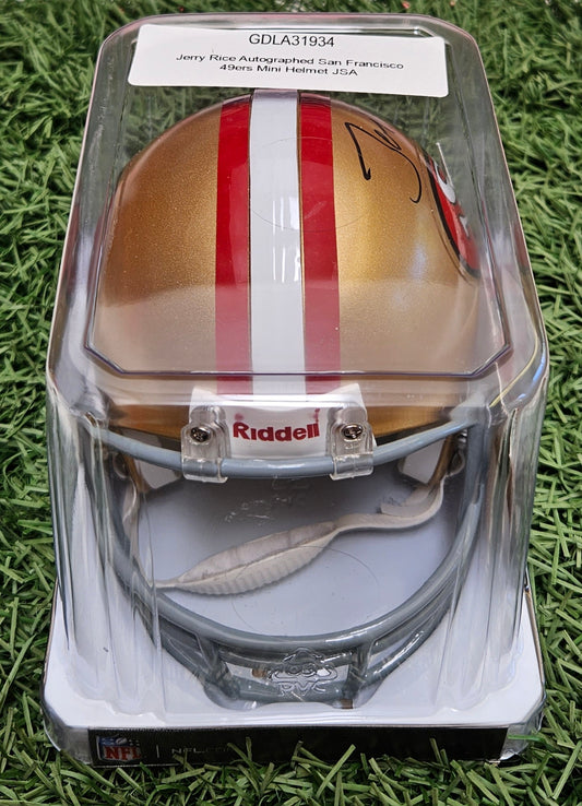 JERRY RICE Signed Speed mini Helmet AUTO SF 49ers HOF'er Jsa Coa