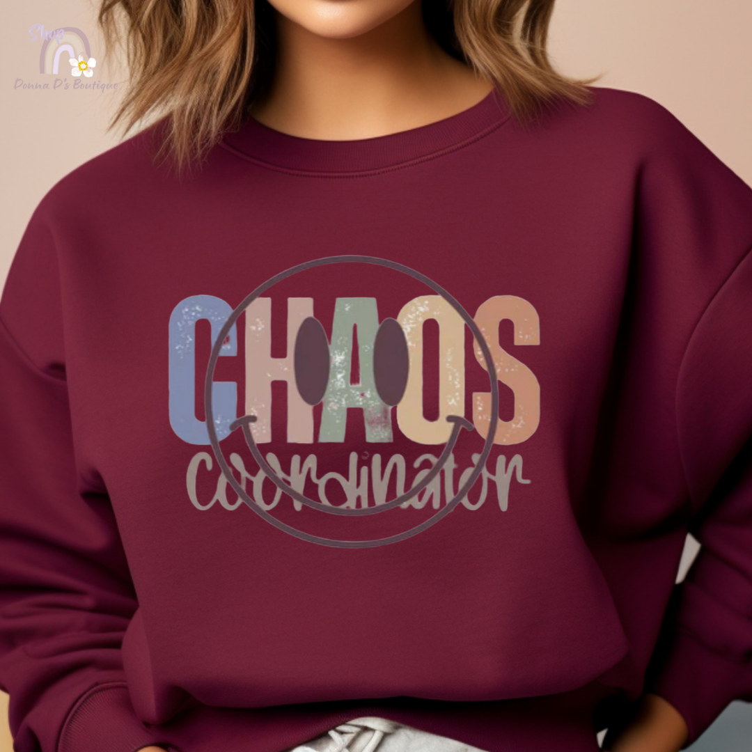 CHAOS COORDINATOR Maroon Unisex Crewneck Sweatshirt