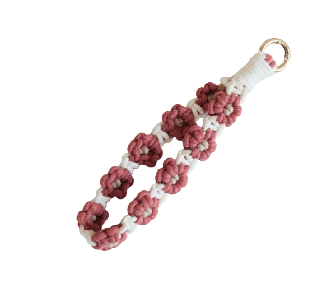 Flower Cotton String Knitting Bag Pendant Keychain