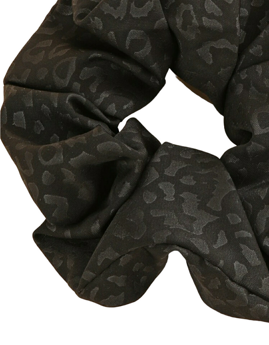 Leopard Pattern Black Scrunchie