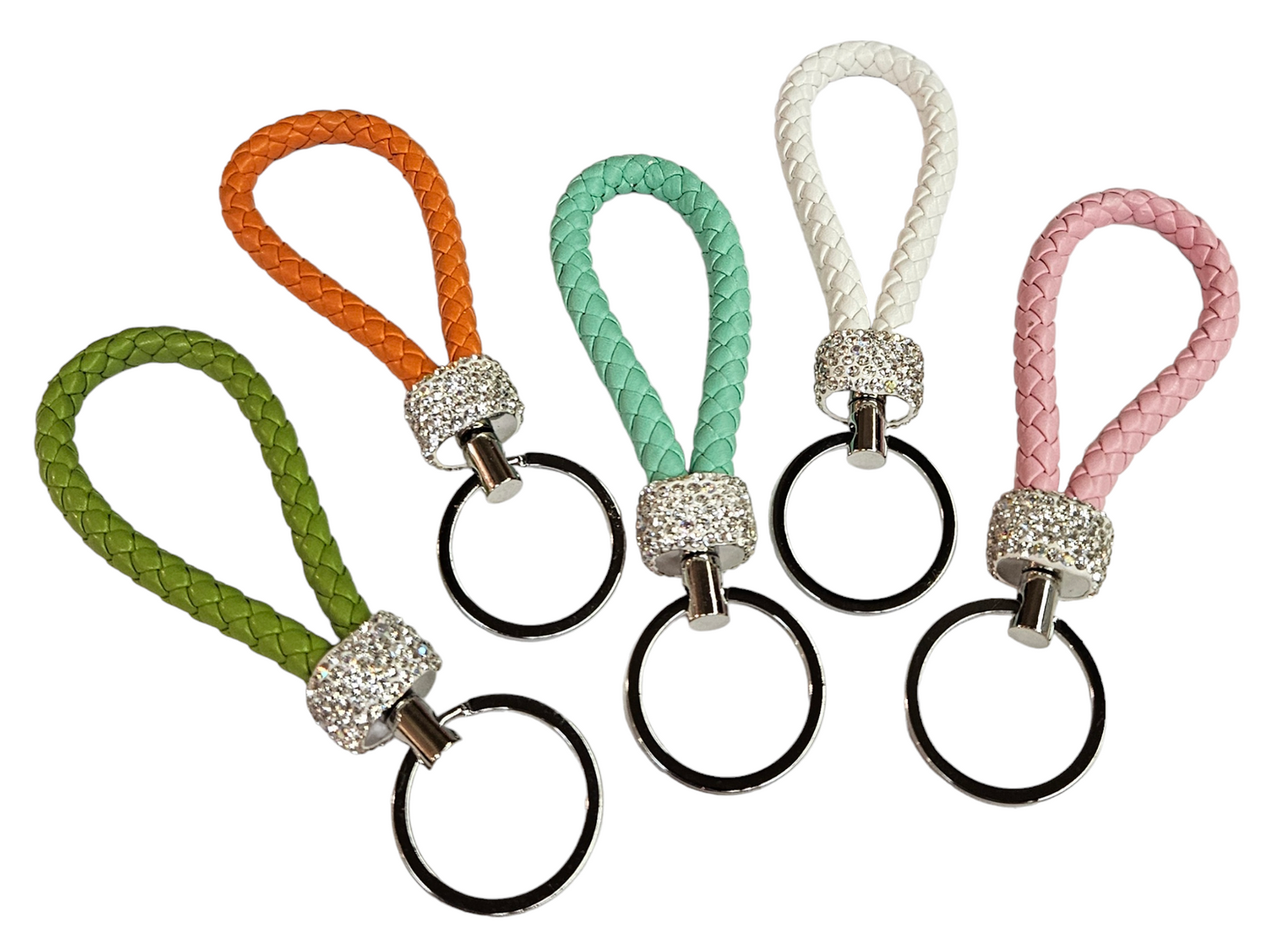 Braided Rhinestone Keychains