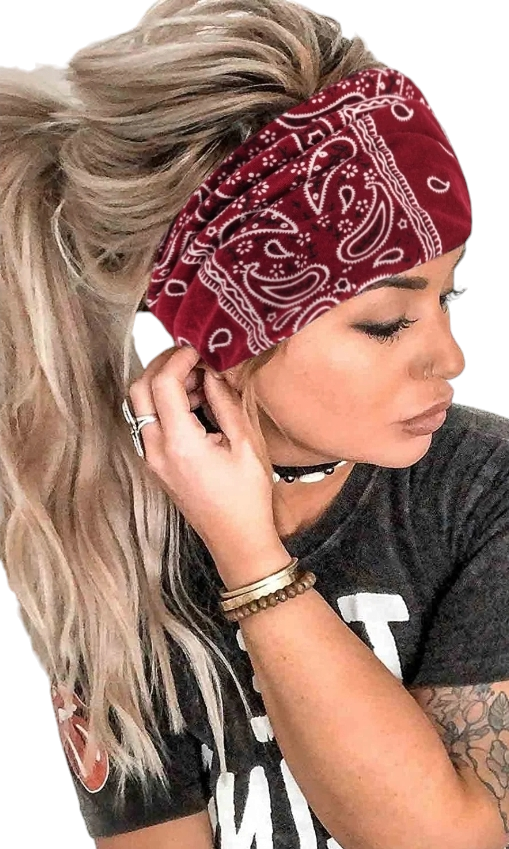 Paisley Print Maroon Headband/wrap