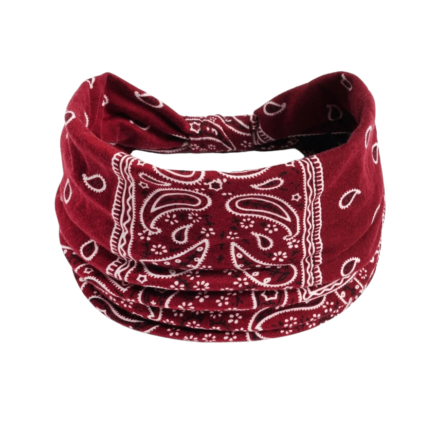 Paisley Print Maroon Headband/wrap