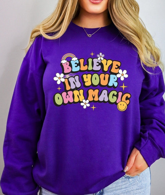 Believe In Your Own Magic Purple Crewneck Sweatshirt