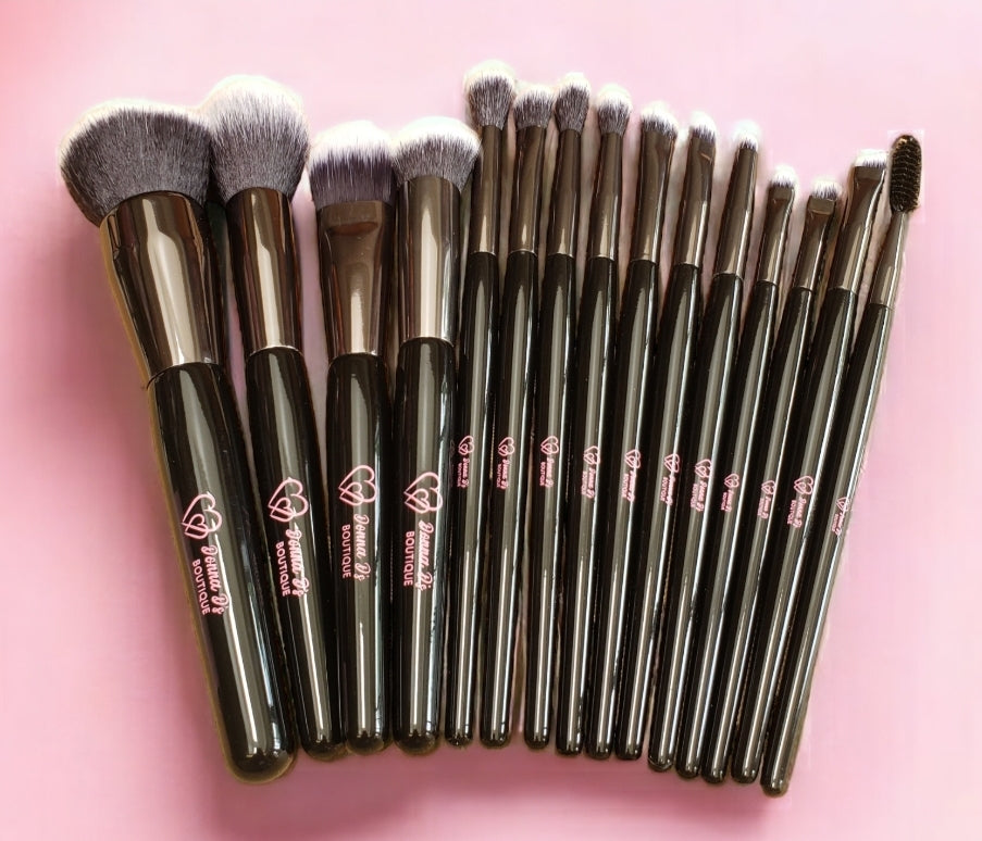 Makeup Brushes - Donna D's Black & Gray 15 pcs. Set