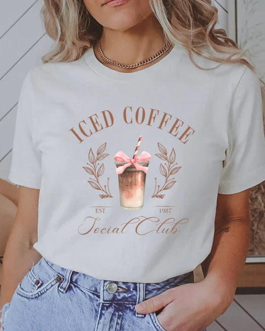 ICED COFFEE Social Club White Unisex Tshirt