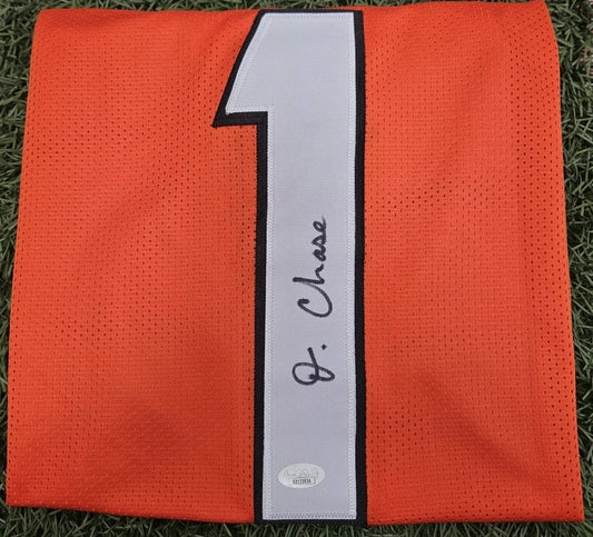 Ja'Marr Chase Signed Custom Orange Pro-Style Football Jersey JSA