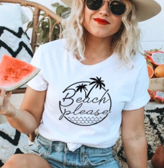 Beach Please White Unisex Tshirt