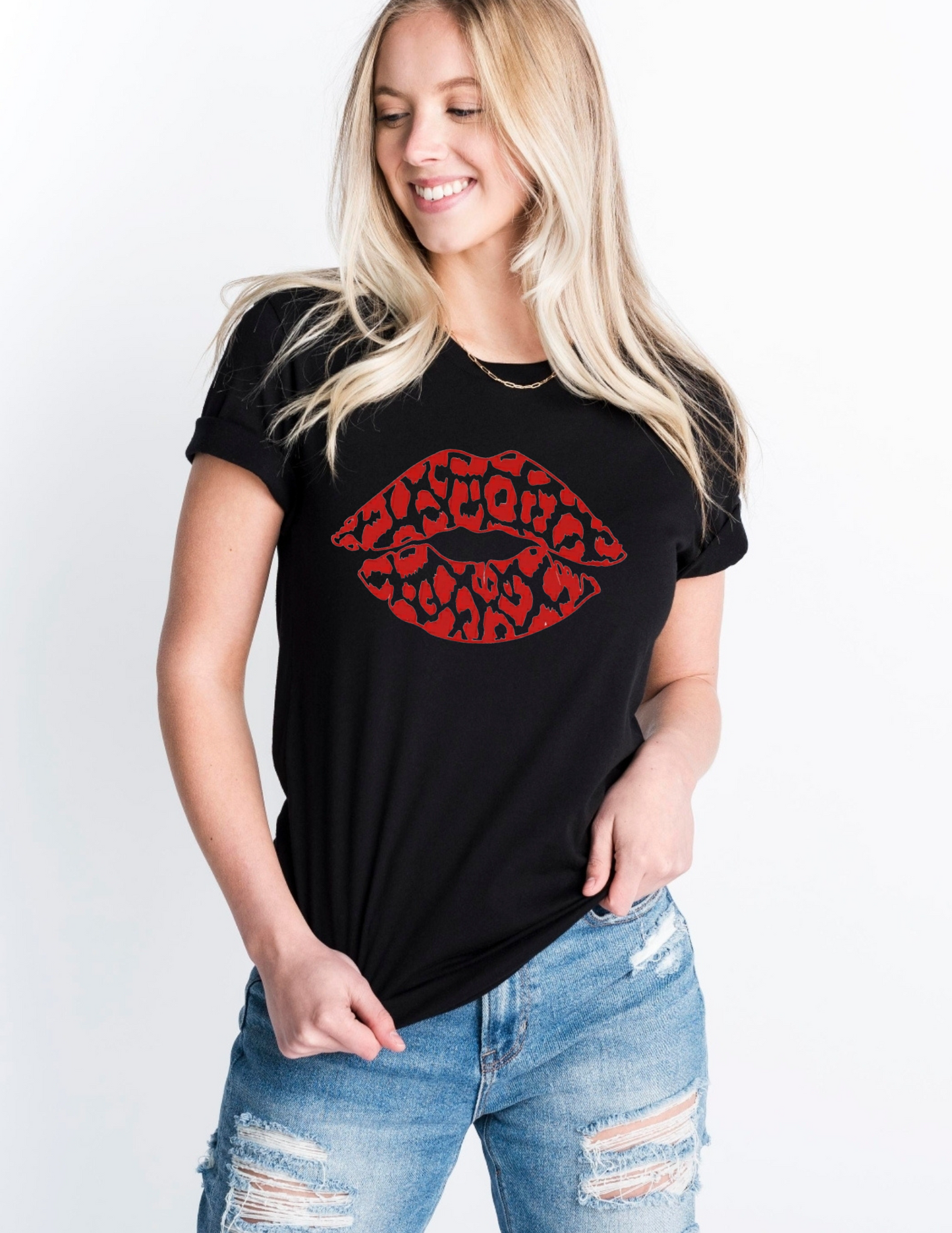 Red Leopard Lip Crewneck Sweatshirt or Tshirt