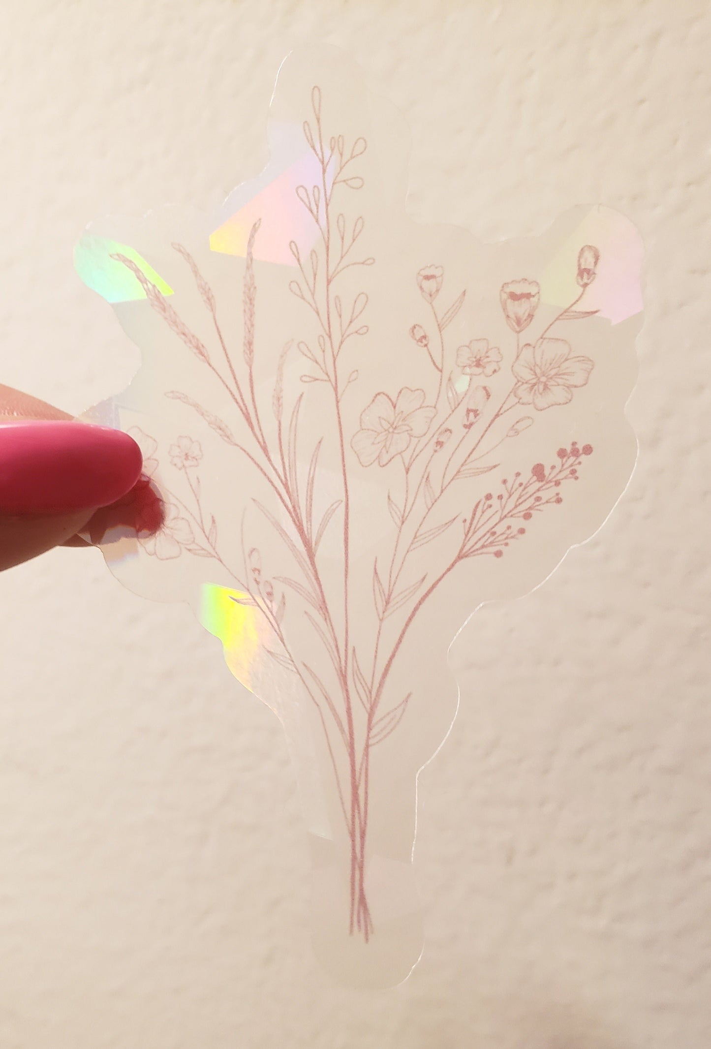 Pink Wildflower Rainbow Sun Catcher Decals