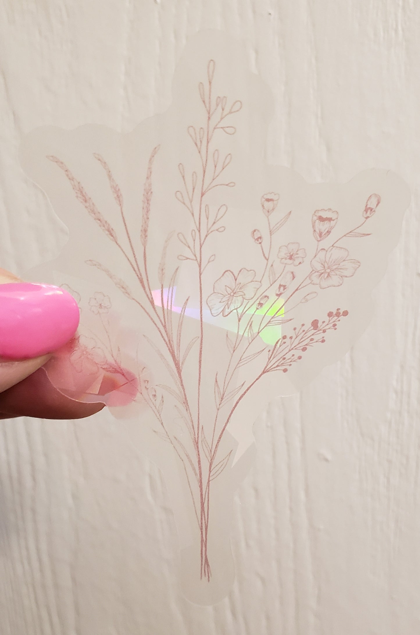 Pink Wildflower Rainbow Sun Catcher Decals