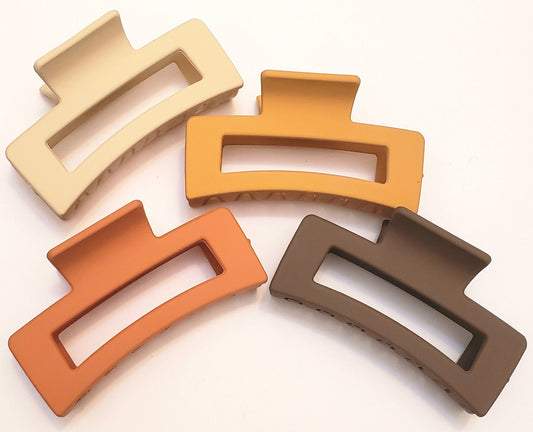 Matte Plastic Hair Claw Clips Versatile Rectangle - 4pcs Set