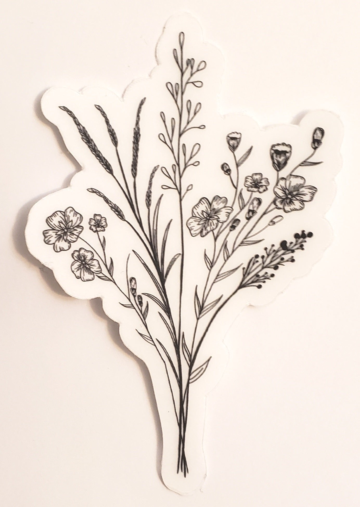 CLEAR Black Wildflower Stickers