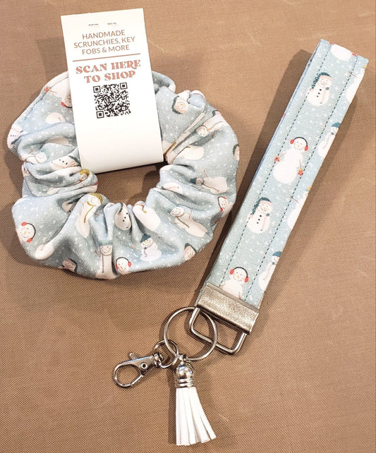 Merry & Bright Snowmen Scrunchies and Wristlets