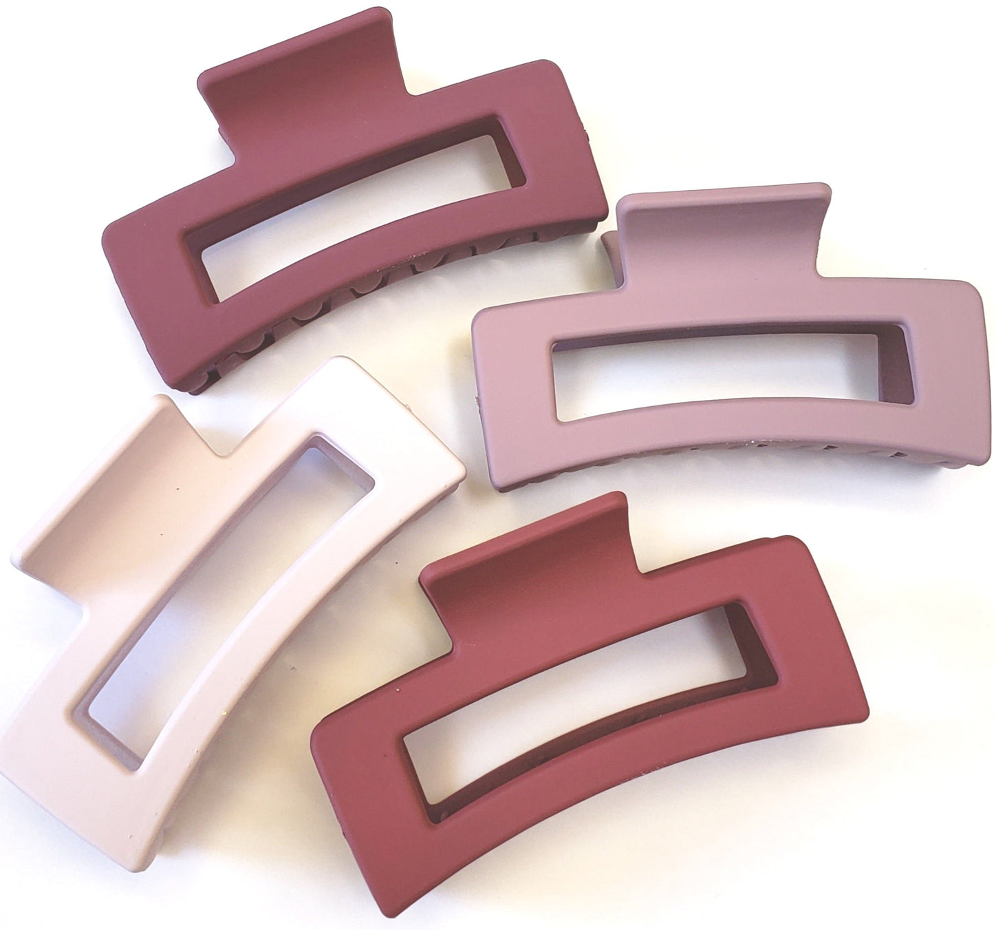 Matte Plastic Hair Claw Clips Versatile Rectangle - 4pcs Set