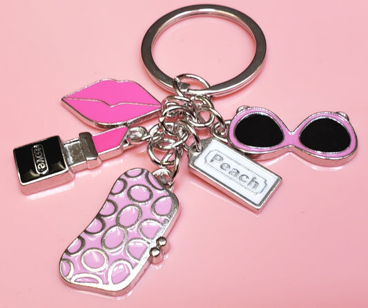 Pink Lipstick Charm Keychain